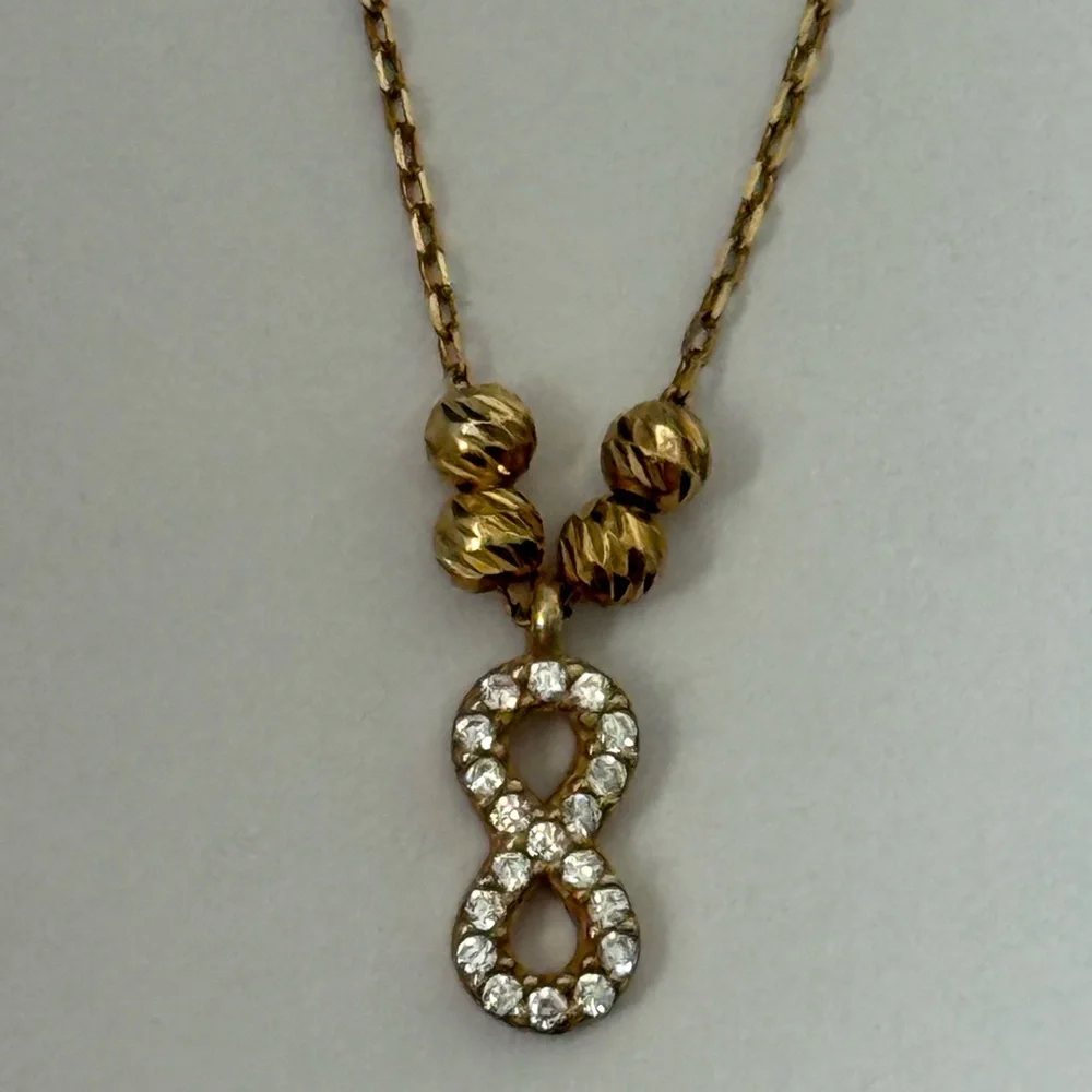 925 Silver infinity necklace 18k yellow gold plated
